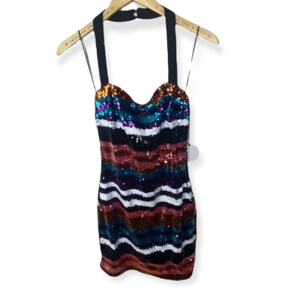 NWT Revolve About Us Zoey Sequin Striped Mini Dress Size Small New With Tags S - Picture 5 of 10